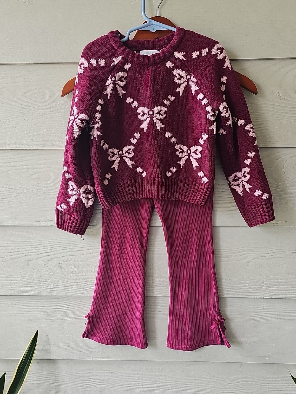 btween Pink Berry Knit Sweater & Ribbed Pants Set - Picture 3 of 10